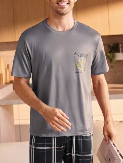 Manfinity Underwear&Sleepwear Basics 大码男士休闲时尚睡衣上衣，夏季