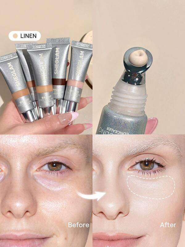 SHEGLAM Bright Eyes Cooling Concealer-Linen Cooling Metal Applicator Matowy Korektor W PłYnie DłUgotrwałE Krycie RozjaśNiająCy Korektor Kolorystyczny Lekki UltranawilżAjąCy Korektor śWiąTeczny Zimowy Korektor UkońCzenie StudióW Urodziny Wakacje Lato Jesień Y2K Elegancki Moda Kobiety Marka Makijaż Kosmetyki Uroda Impreza PlażA Podróż Camping Na śWieżYm Powietrzu SzkołA Kampus Wycieczka Festiwale Dekoracja Prezent Podarunek RóżA Dziewczyna Cosplay Najlepszy Kolor Urok Klimat