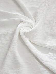 EMERY ROSE 白色两件套女士加大码夏季休闲简约风格纯色短袖圆领衬衫和裤子套装，女士夏季服装，女士度假服装，休闲日常穿着 - 白色 - 查看 8