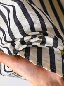 Rusticease Women's Casual Striped Print Button Decorated Short Dress Business Casual Woman  Fairycore  Work/Office Halloween Fall Clothes For Women Fall Clothes For Women  Autumn Clothes  Autumn Women Winter Dress Women  Women's Winter Clothes  Women's Dress Shirt