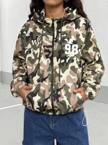 StreetHx Damska kurtka z kapturem, długim rękawem i ściągaczem, w kamuflażu Branch - Wielokolorowe - Zobacz 5