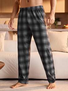 Manfinity Underwear&Sleepwear Basics Pantalon de pyjama à carreaux pour hommes grande taille, vêtements de nuit et de détente, automne