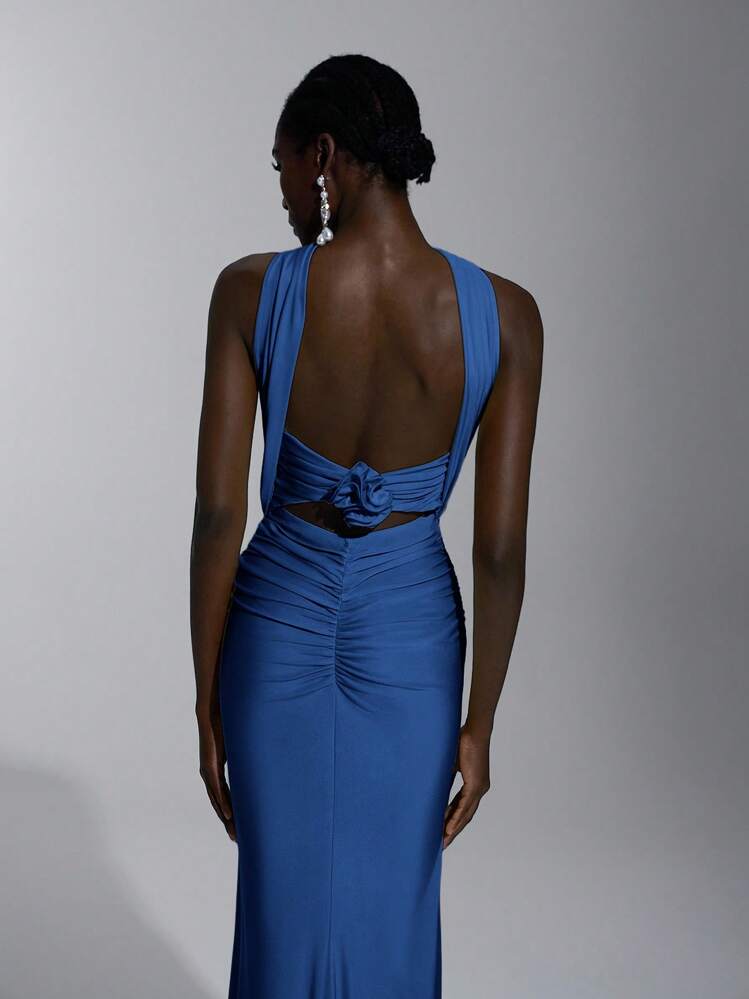 Elitara Elegante, romántico, sexy, minimalista, de punto, elástico, sin tirantes, sin espalda, ajustado, de moda, estilo influyente, adecuado para vacaciones, fiestas de cumpleaños, bodas, vestidos de dama de honor - Azul Marino - Añade 8