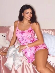 SweetSlumber 2pcs Women Bow & Heart Pajama Set - Multicolor - View 6