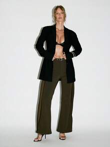 KIZN 阔腿工装裤高腰修身阔腿裤腰带扣细节时尚晚装秋冬秋季派对场合时尚宣言