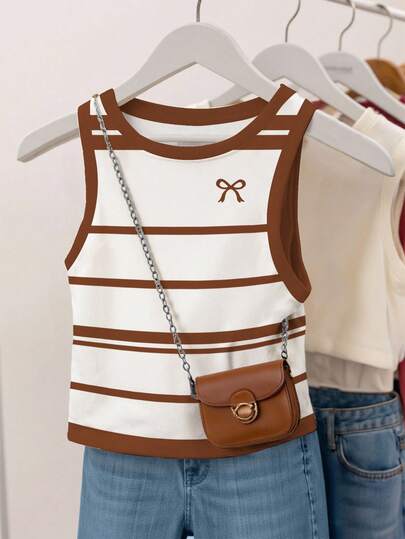 INAWLY 女式撞色圆领无袖全印花背心