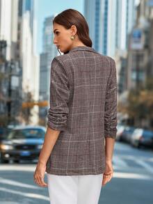 SHEIN Clasi Women's Plaid Shawl Collar Business Blazer