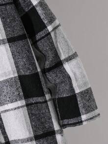 SHEIN 男童休闲格子提花连帽外套，春秋季，秋冬季 - 灰色 - 查看 3