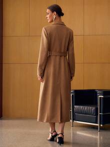MOTF PREMIUM DOUBLE BREASTED BELTED TRENCH COAT - Rust Brown - View 4