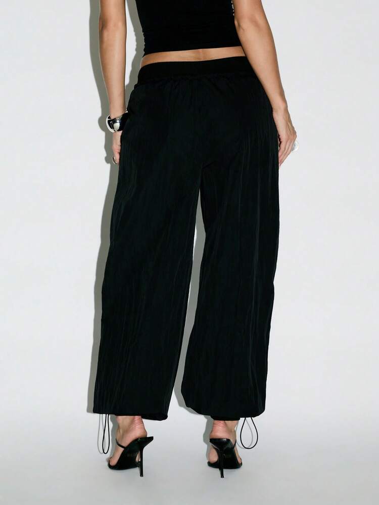 KIZN Velvet Joggers With Drawstring Ankle Ties
