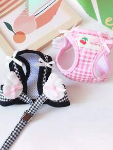 PETSIN 1 petit harnais de poitrine avec ailes pour Teddy, Bichon, Chat, Petit Chien. Laisse de promenade à la maison, Harnais de poitrine pour petit chien à l'extérieur, Laisse pour animal de compagnie - Multicolore - Voir 7