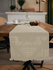 1PC  Boho Table Runner Macrame Table Runners For Home Decor ,Macrame Table Runner With Tassels For Boho Dining Bedroom Decor Rustic Bridal Shower,Farmhouse Rustic Table Runner,Place Mat,Thanksgiving Christmas Home Decor (Multiple Sizes Available) - White - View 4