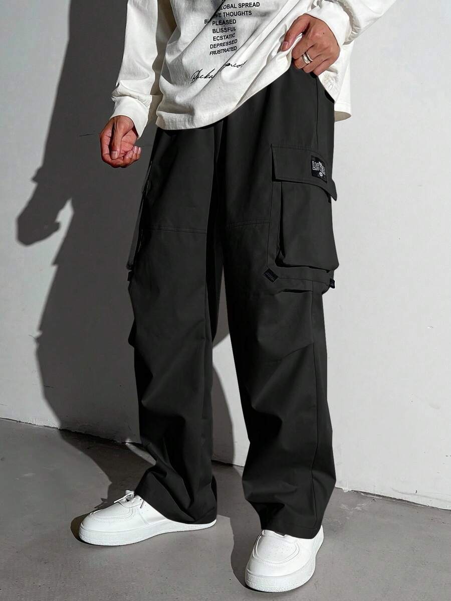 SHEIN Leap Crew 青少年男童休闲纯色直筒工装裤