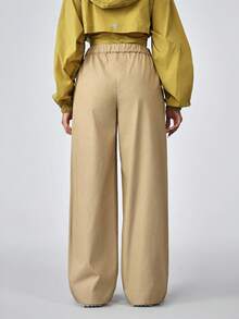 Pantaloni in jeans a gamba ampia, casual e versatili, di colore unito, adatti per escursioni all'aperto, con protezione solare, leggeri e ad asciugatura rapida, con tasche, pantaloni in denim a gamba ampia - Cachi - Visualizzare 2