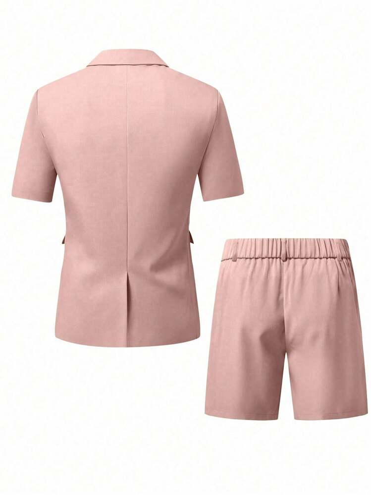 Calvornis Bộ vest nam tay ngắn mùa hè & quần short vest, phù hợp cho các bữa tiệc kinh doanh hàng ngày. Bộ vest nam mùa hè Bộ vest thường ngày dành cho nam Bộ vest nam thường ngày Bộ vest nam ôm vừa vặn Quần short hai mảnh Bộ vest nam Bộ vest ngắn. Món quà tuyệt vời cho bạn trai hoặc chồng. - Hồng - Xem 2