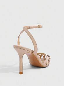 CUCCOO SZL Women's Apricot PU Hollow Out Strap Pointed Toe Fashionable Sexy Elegant Party High Heel Pumps - Apricot - View 10