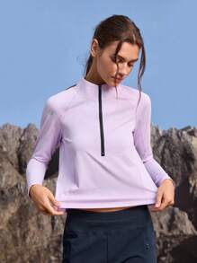 In My Nature Damska koszulka z długim rękawem i zamkiem błyskawicznym, do noszenia na zewnątrz
