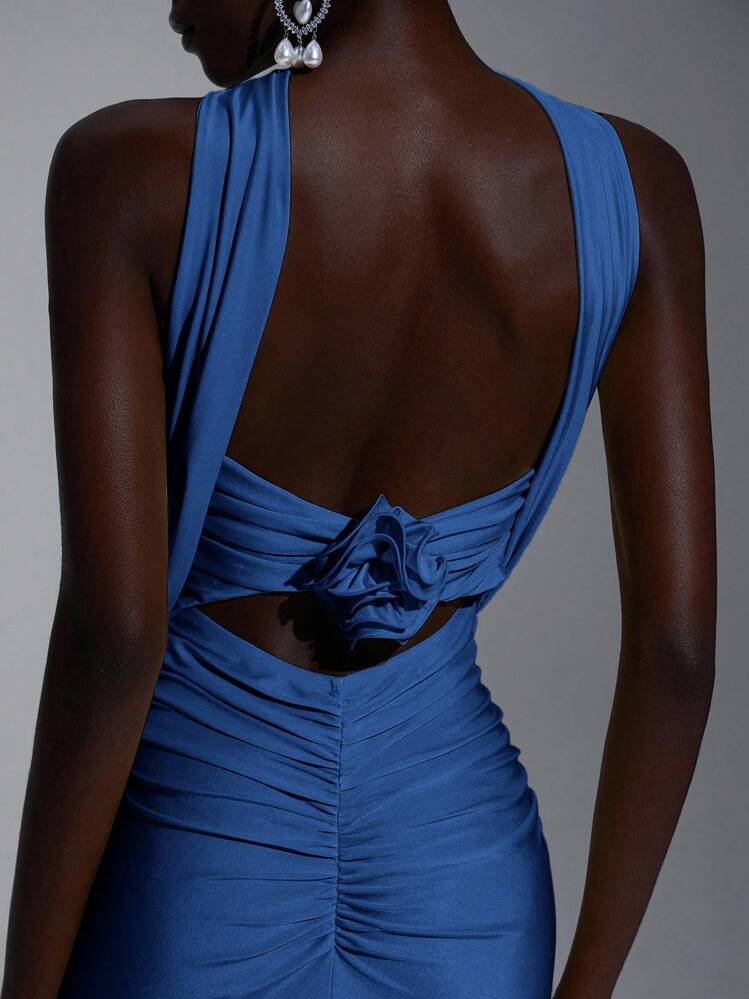 Elitara Elegante, romántico, sexy, minimalista, de punto, elástico, sin tirantes, sin espalda, ajustado, de moda, estilo influyente, adecuado para vacaciones, fiestas de cumpleaños, bodas, vestidos de dama de honor - Azul Marino - Añade 5