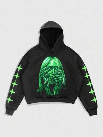 Street Life Men's Fashion Snowflake & Figure Print Hoodie Sweatshirt , Fall