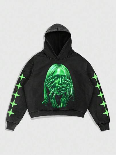 Street Life sweat-shirt à capuche homme avec imprimé flocon de neige et figure, automne