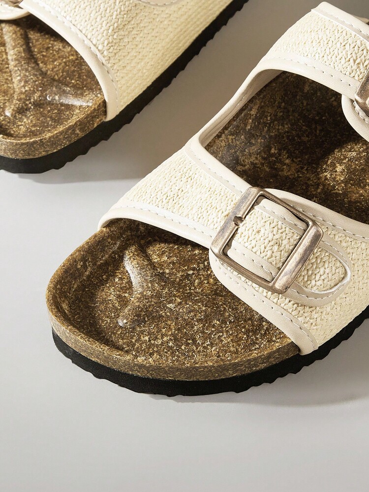 Solecia Adjustable Buckle Women's Casual Flat Slide Sandals - Apricot - View 5