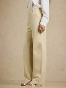 Briarwyn 女士四季服装老款纯色口袋宽松直筒休闲裤，适合返校季和办公室穿着 - 卡其色 - 查看 7