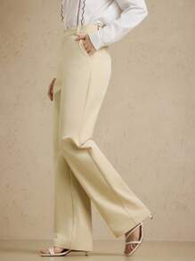 Briarwyn 女士四季服装老款纯色口袋宽松直筒休闲裤，适合返校季和办公室穿着 - 卡其色 - 查看 2