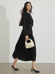 Heiryn Women's Elegant Double-Breasted Suit & Dress Set In Fall/Winter - Black - View 6