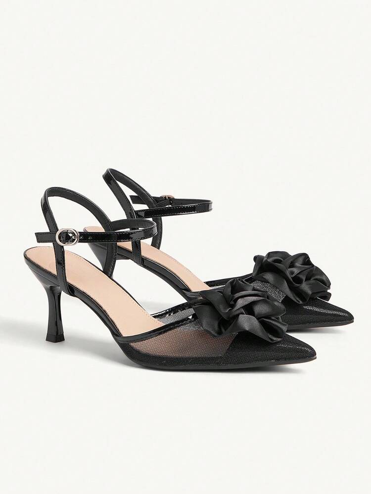 CUCCOO CHICEST New Black Floral Pointed Toe Stiletto High Heel Fashion Women Shoes