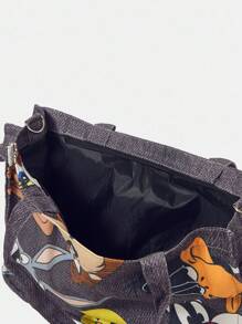 LOONEY TUNES X SHEIN 女士可爱卡通动物图案时尚通勤单肩包 - 深灰色 - 查看 3