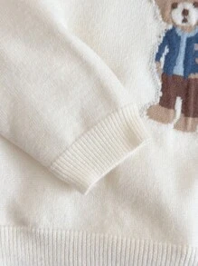 PrepCrw 男婴学院风熊图案长袖套头毛衣，适合秋冬