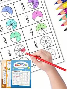 1本儿童基础分数练习册，学龄前儿童以有趣的方式由浅入深学习分数。分数墙、分数图、分数轴、分数大小比较、各种分数形式的理解、分数加减练习，是一本非常好的儿童数学学习工具书。