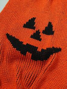 PETSIN 1pc Halloween Pumpkin Orange Cute Ghost Face Warm & Comfortable Dog Sweater - Multicolor - View 4