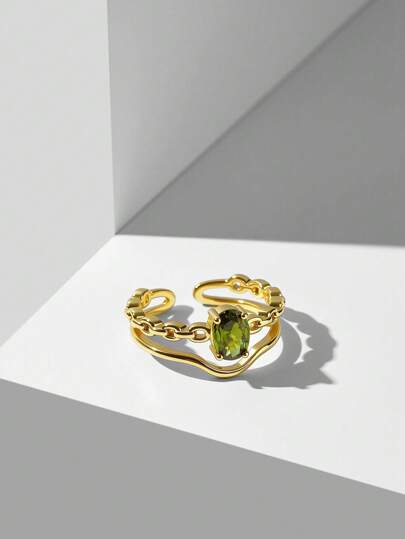 MOTF PREMIUM 18K镀金水钻开口戒指