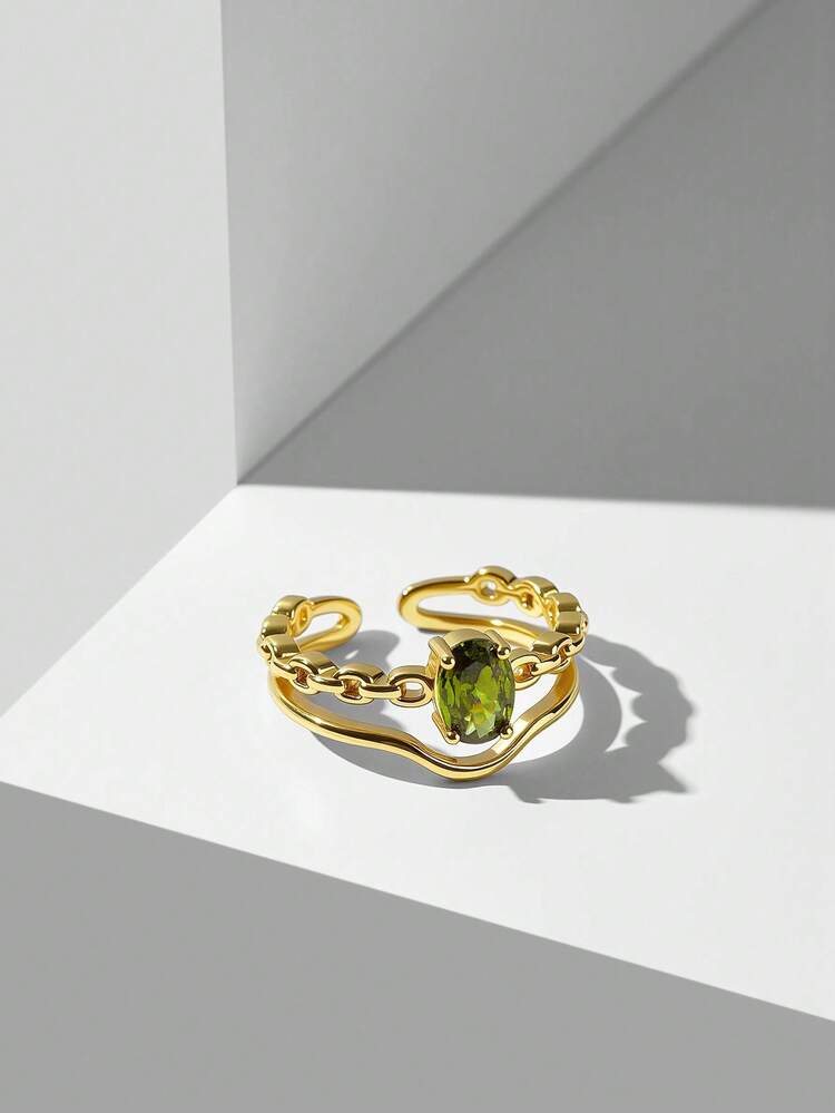18K GOLD PLATED RHINESTONE OPEN RING