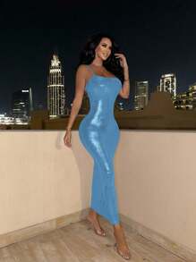 SHEIN Unity Vestido maxi ajustado con tirantes para mujer