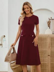 Miaspire Women's Black Lace Patchwork Elegant Party Mid-Length Dress Business Casual Woman Office Outfits For Women Work Outfits For Women Fall Clothes For Women Burgundy Dress For Women Wine Red Dress Maroon Dress Midi Dress Elegant Midi Dress Fall Dresses For Women Fall Dresses For Women Dresses For Women Elegant Dresses For Women Elegant Dresses For Women Elegant,Elegant Dresses For Women,, Christmas - Burgundy - View 5