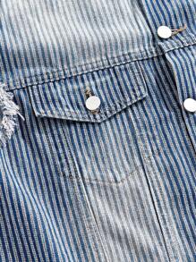 ROMWE MEN Casual 男士街头风格纽扣式无袖牛仔背心 - 黑與白 - 查看 3