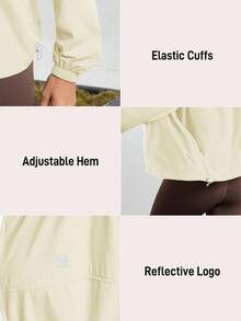 In My Nature Áo khoác ngoài trời thông thường có mũ trùm đầu dành cho nữ, áo khoác chống thấm nước dành cho nữ, áo khoác mưa có mũ trùm đầu, áo khoác mưa có khóa kéo dành cho nữ, áo khoác mưa nhẹ dành cho nữ, áo khoác mưa dành cho nữ - Màu be - Xem 2