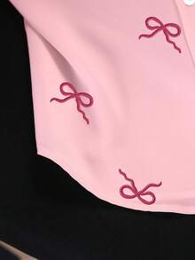 INAWLY Camisa sin mangas con estampado de moño, casual de verano para mujer - Rosa - Ver 3