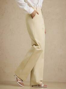 Briarwyn 女士四季服装老款纯色口袋宽松直筒休闲裤，适合返校季和办公室穿着 - 卡其色 - 查看 6