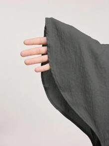 Veilorie 女式纯色撞色蕾丝长袖衬衫和裤子两件套休闲套装 - 灰色 - 查看 7