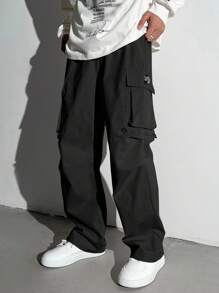 SHEIN Leap Crew 青少年男童休闲纯色直筒工装裤