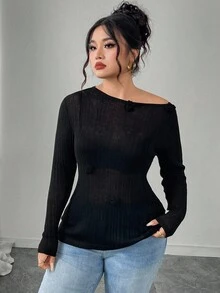 Modelyn Plus Size Women 3D Floral Decor Solid Color Casual Pullover Sweater Fall Winter Cloth For Women Autumn - Black - View 4
