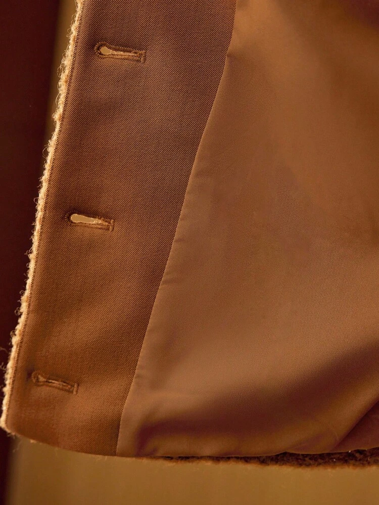 WOOL SOLID SINGLE BREASTED PLACKET CROP JACKET