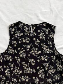 Soleia Top floral bajo con fruncido - Negro - Ver 4