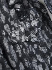 Manfinity Homme Men's All-Over Print Distressed Design Single-Breasted Grunge Casual Denim Jacket Halloween All Saints' Day, Fall - Black - View 4