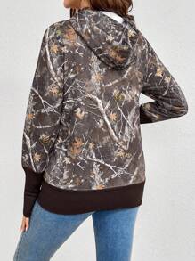 SHEIN Maternity Camouflage Print Zip Up 3-In-1 Nursing Hooded Coat Women's Fall Clothes Halloween Clothes - Army Green - View 2