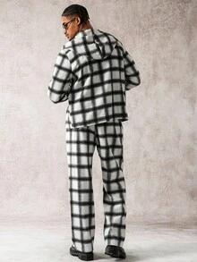 Manfinity Homme Men's Plaid Zip Collar Hoodie And Pants Casual Tracksuit Set - Multicolor - View 2