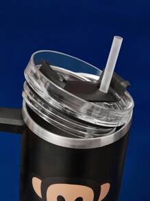 Paul Frank X SHEIN 1200ml / 40oz Stainless Steel , Keep Cold Water Bottle, With Straw, Suitable For Hot Water And Cold Drink - Black - View 5